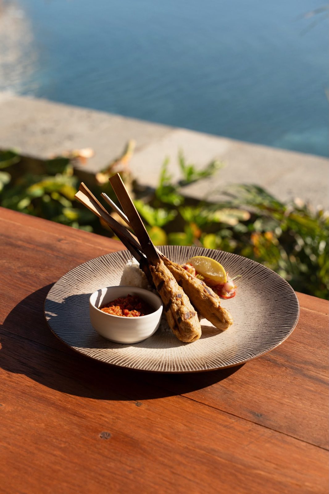Grilled skewers with sambal at Saga